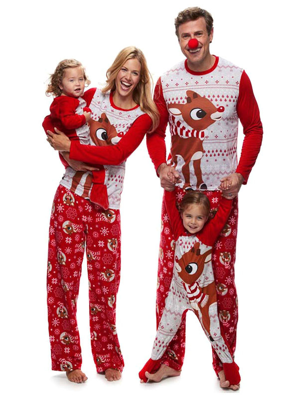 Matching Family Christmas Pajamas Red Printed Jumpsuit Baby Onesie ...