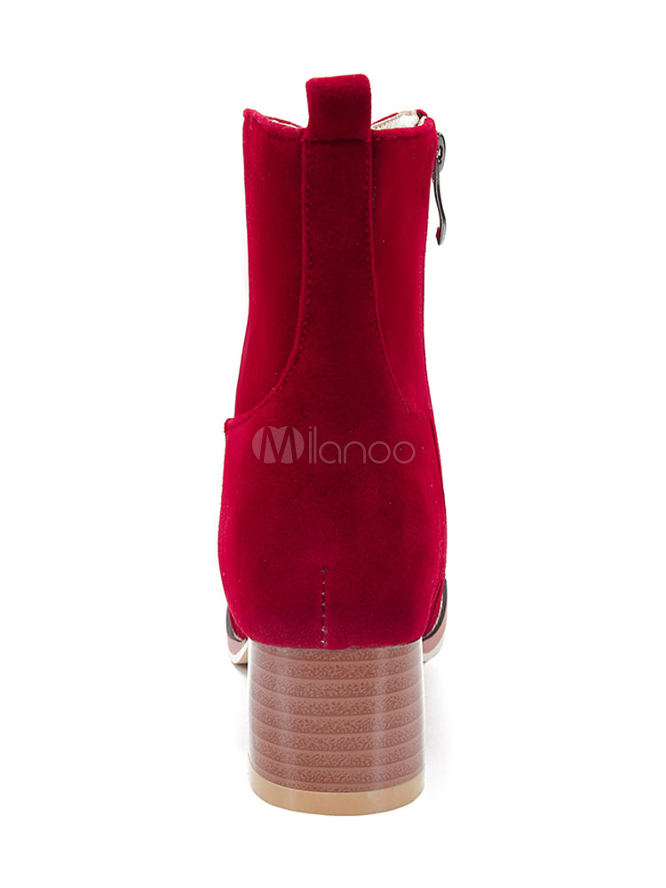 red suede ankle boots ladies