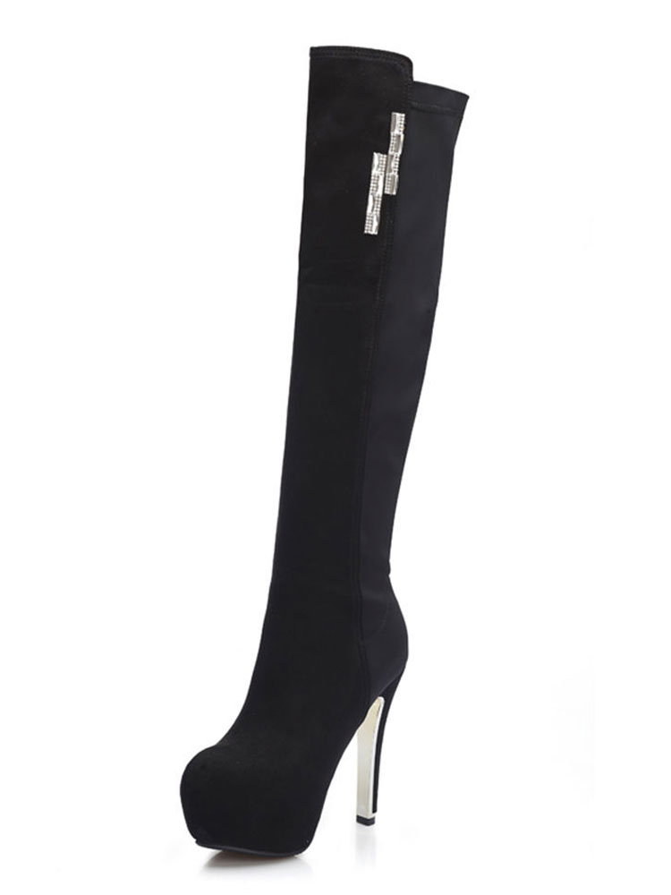 platform black heel boots