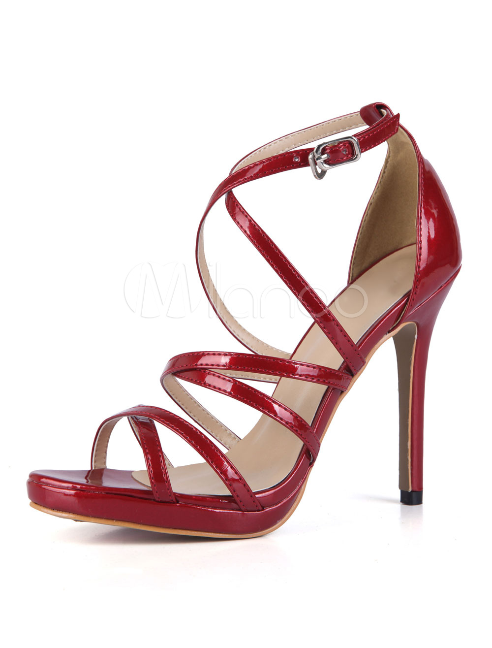 burgundy strappy shoes