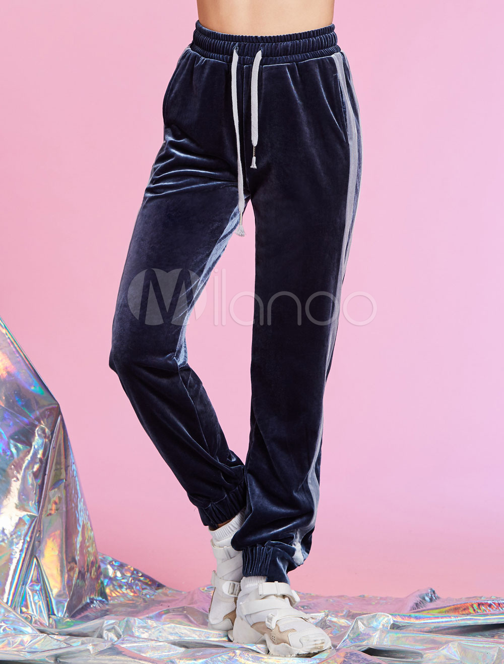 velour straight leg joggers