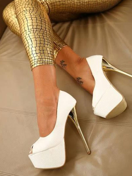 White Sexy Shoes Women High Heels Peep 