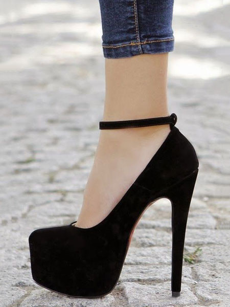 round toe ankle strap shoes