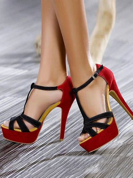 Zapatos de Mujer | Sandalias de punter Peep Toe de dos tonos para pasar por la noche de tacón de stiletto estilo moderno Sandalias para mujer - HC94912