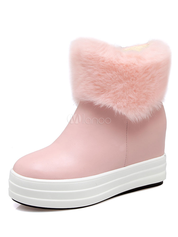 pink wedge booties