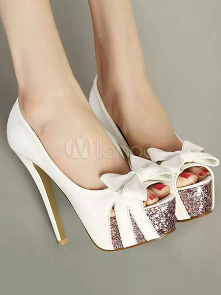 white open toe platform heels