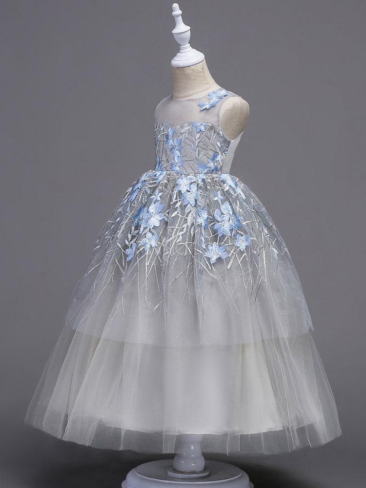 Flower Girl Dresses Lace Tulle Sleeveless Princess Pageant Dress Ankle ...