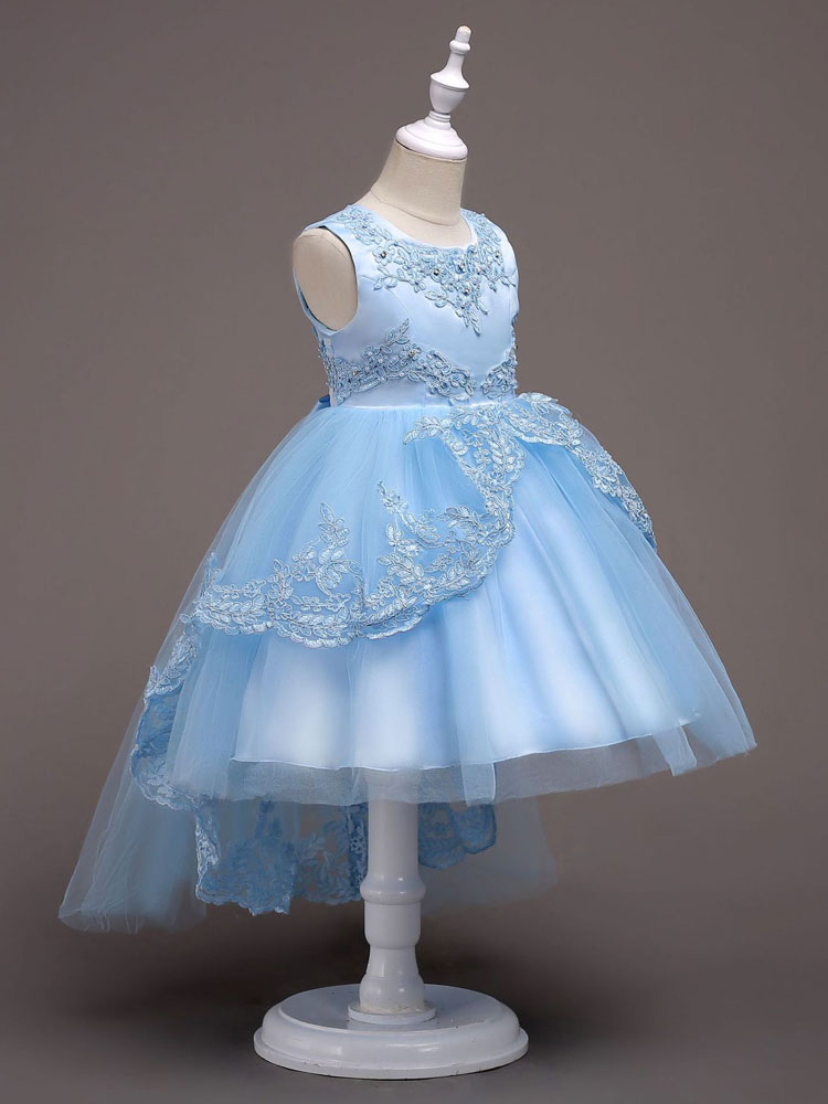 Flower Girl Dresses Baby Blue Lace Tulle Princess Tutu Dress ...