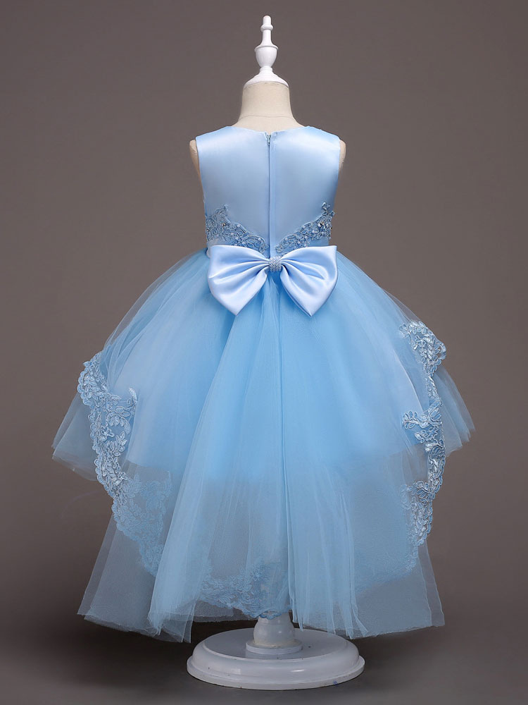 Flower Girl Dresses Baby Blue Lace Tulle Princess Tutu Embroidered Kids ...