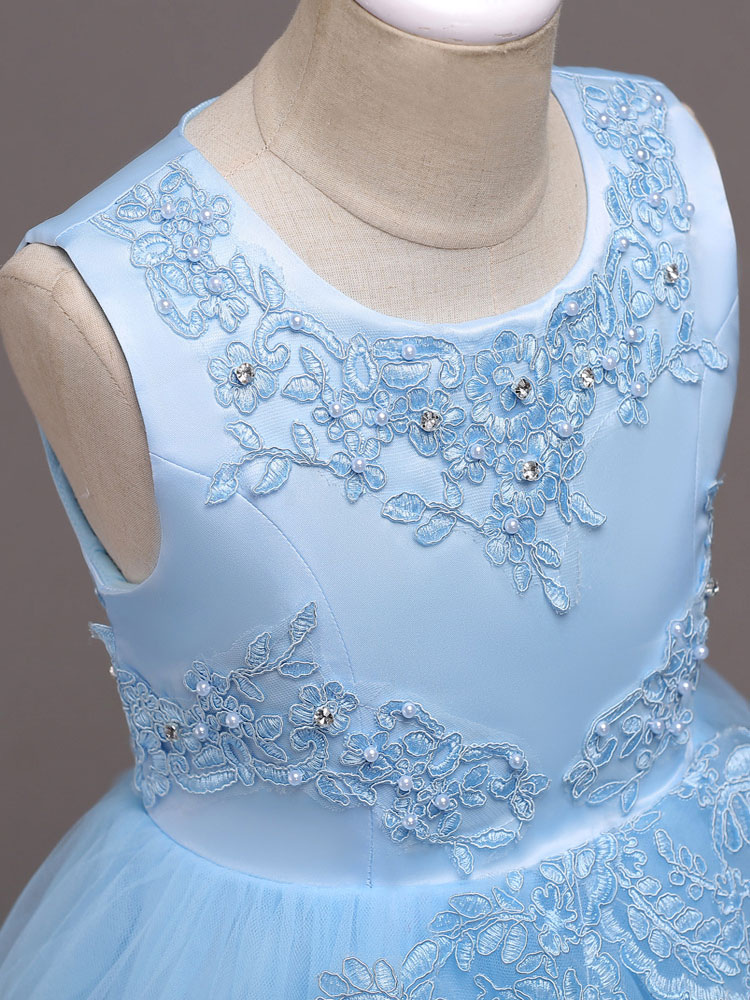 Flower Girl Dresses Baby Blue Lace Tulle Princess Tutu Dress ...