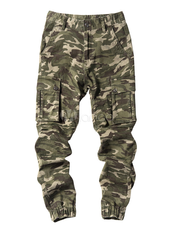 Men Cargo Pants Khaki Camo Printed Jogger Pants