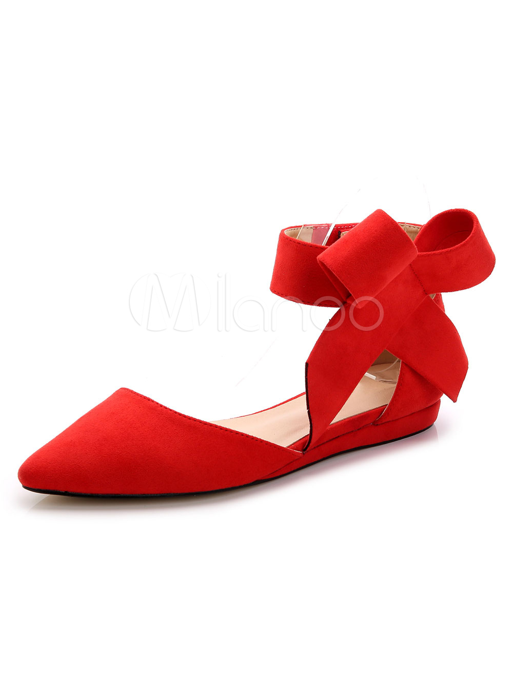 Women Ballet Flats Pointed Toe Bow 