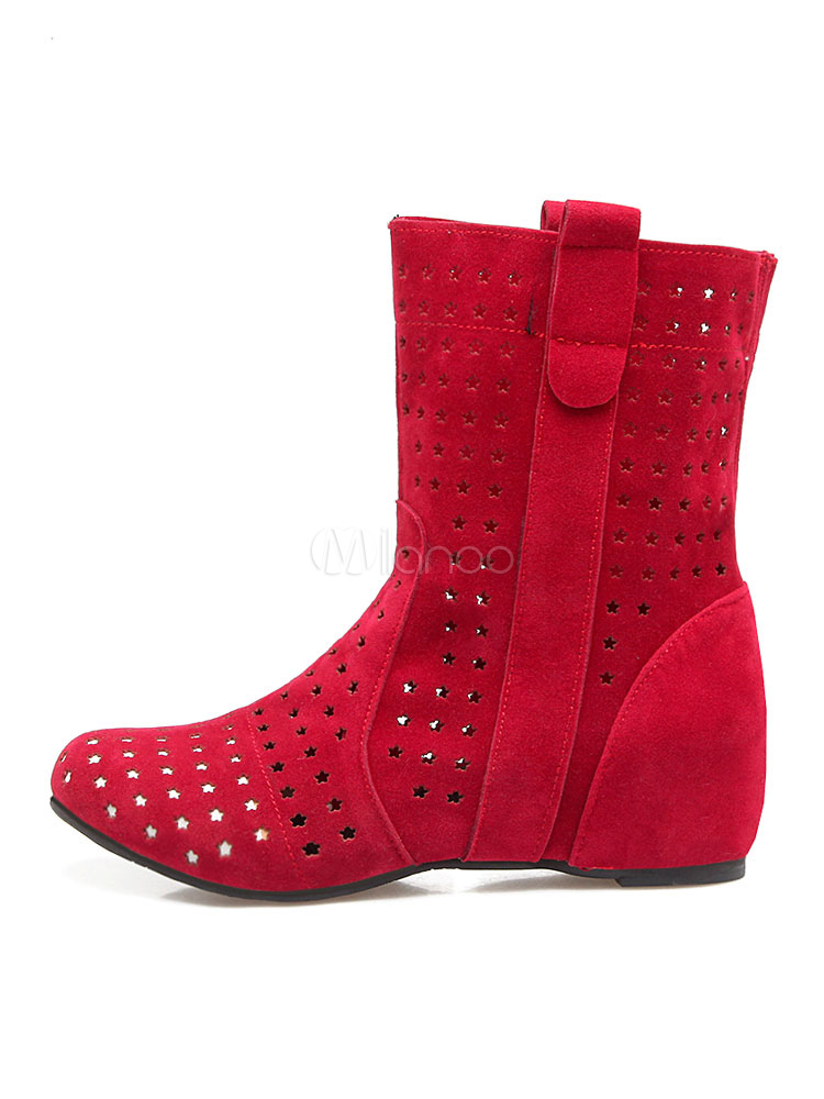 red suede ankle boots ladies
