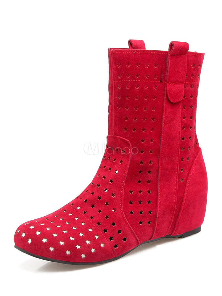 red suede ankle boots ladies