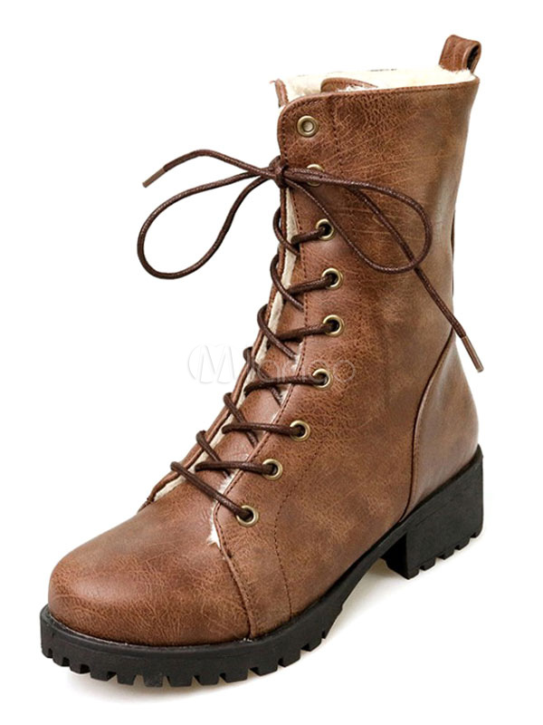 brown combat boots heel