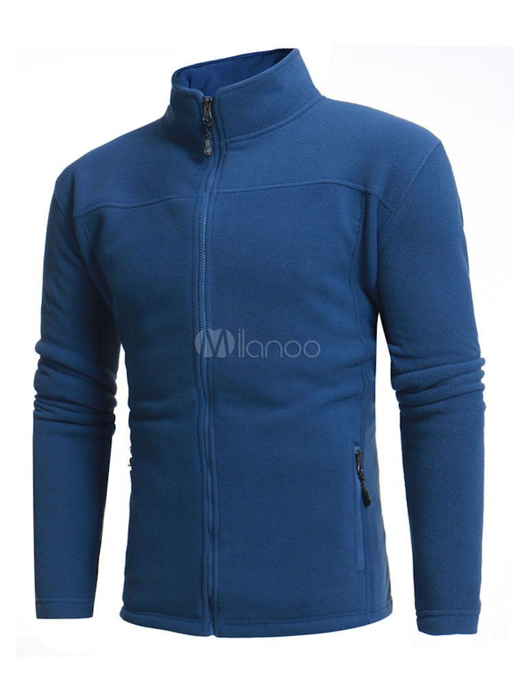 Blue Winter Jacket Men Jacket Stand Collar Long Sleeve Regular Fit ...