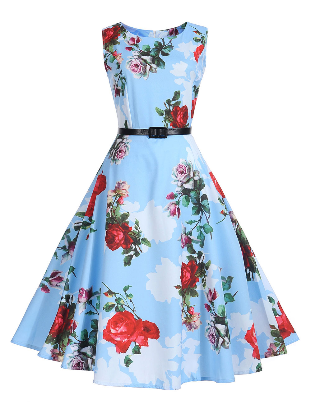 sky blue floral dress
