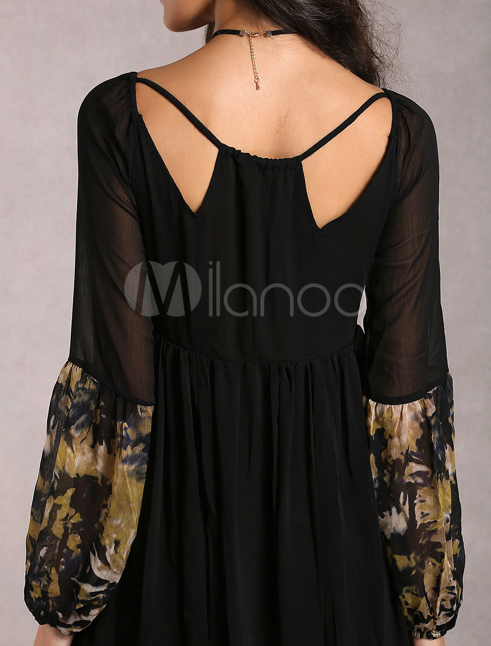 black long sleeve boho dress