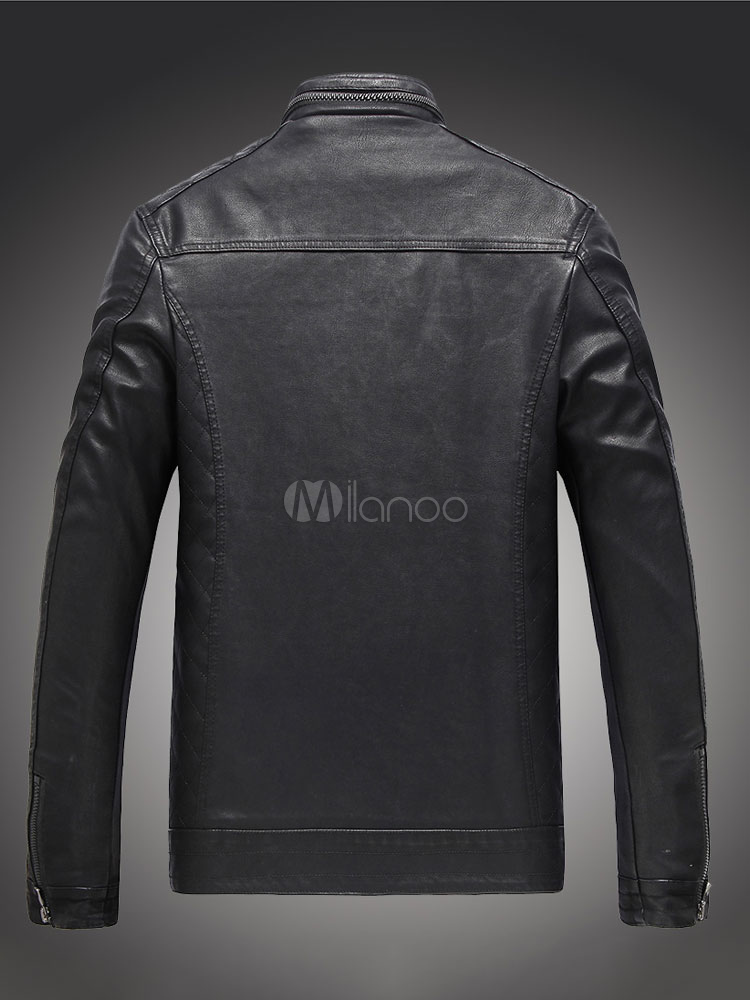 Black Leather Jacket Men S Fleece Lined Slim Fit Winter Coat Black Leather Jacket Men S Fleece Lined Slim Fit Winter