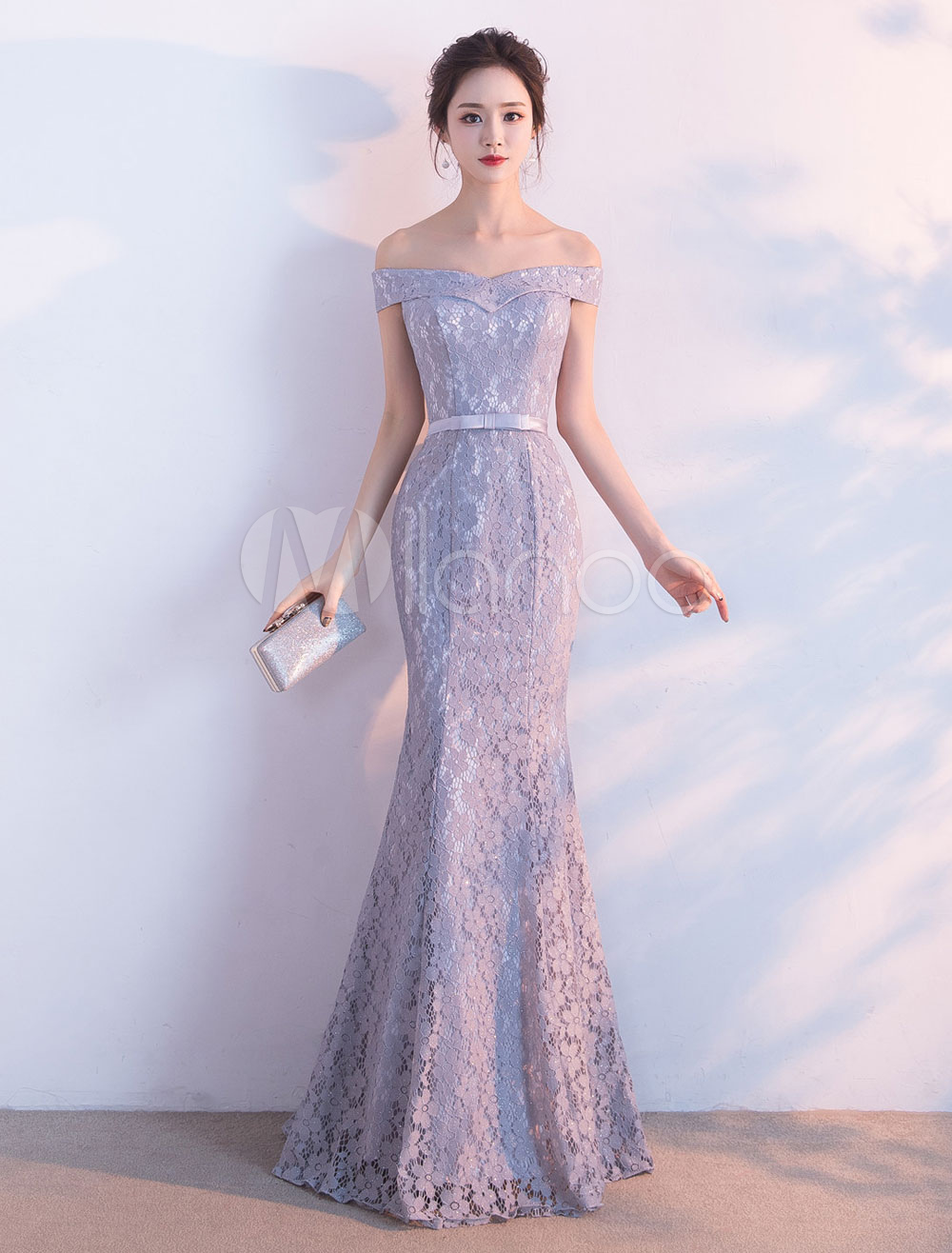 light grey evening gown