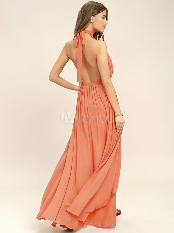 Vestido largo de chiffon con escote cuadrado y abertura frontal Limón