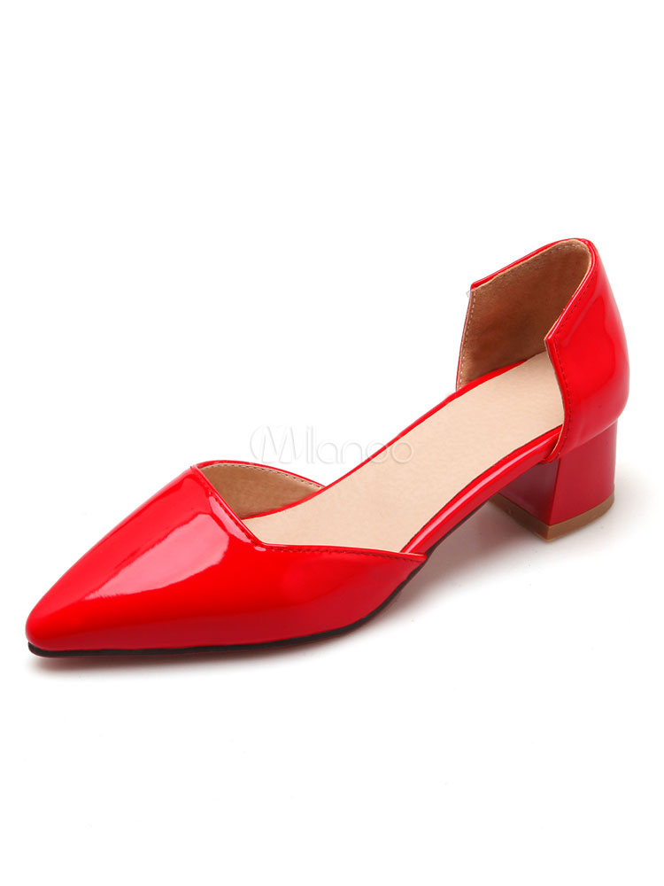 Zapatos cerrados frente puntiagudo tacón grueso de la bomba - Milanoo.com