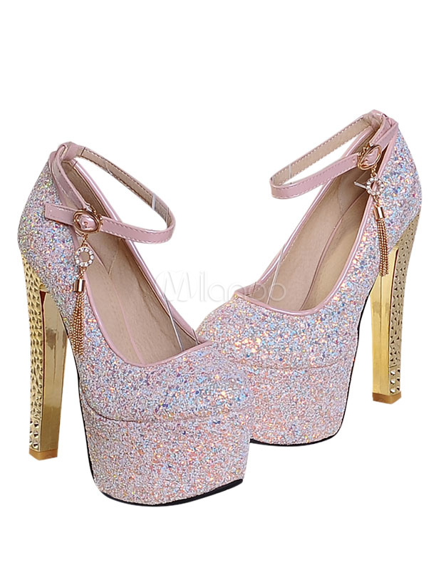 Blue Pumps Sky High Platform Glitter Sequins High Heels