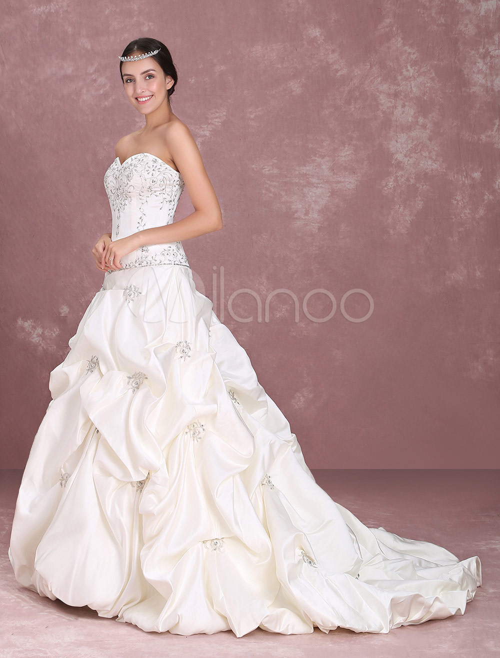 Satin Drop Waist Wedding Dress