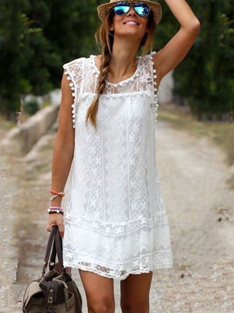 white summer lace dress