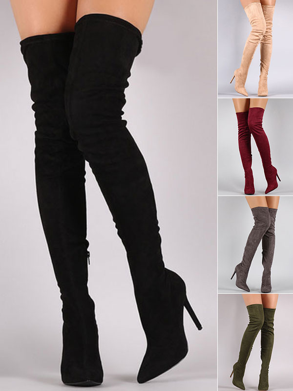 suede boots women's knee high