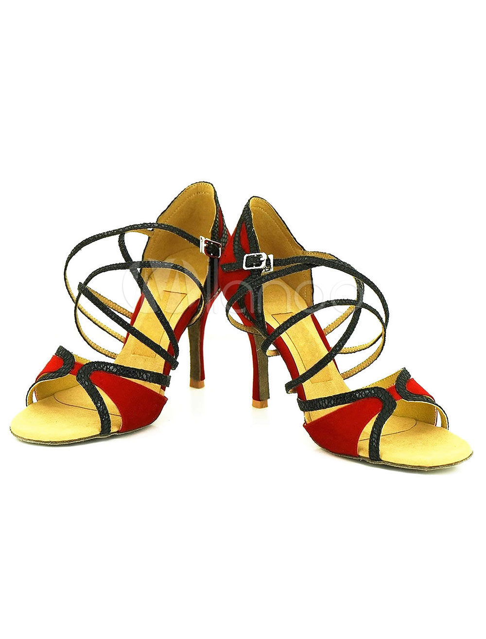 Red Dance Shoes Women's High Heel Open Toe CrissCross Customized