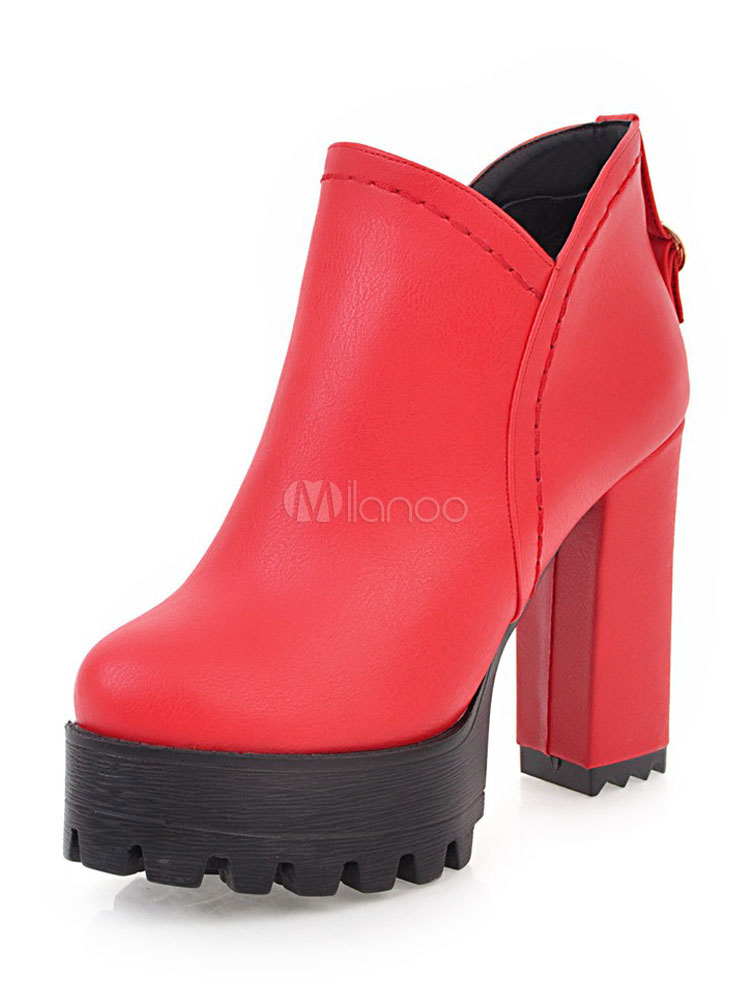 red short booties