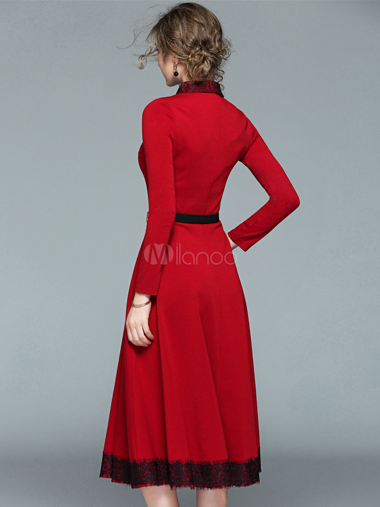 long sleeve fit and flare maxi dress