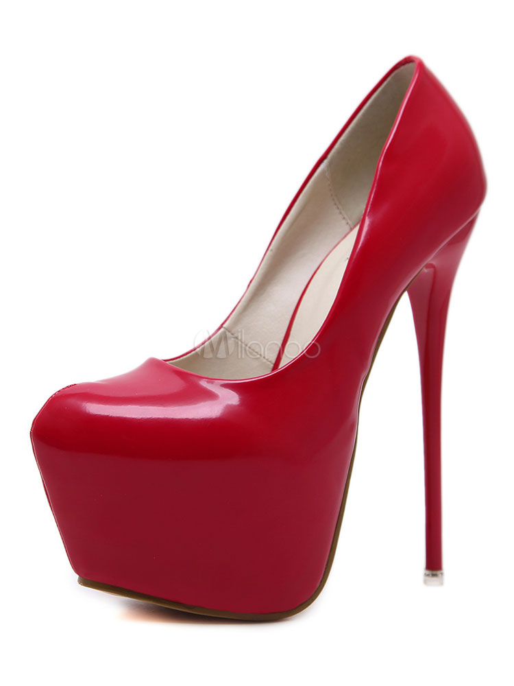 Red Sexy Shoes Women High Heels Platform Sky High Slip On Pumps ...
