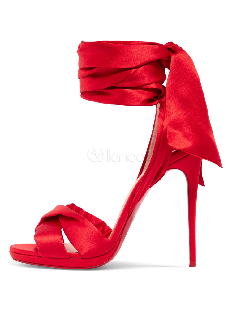 red satin evening shoes