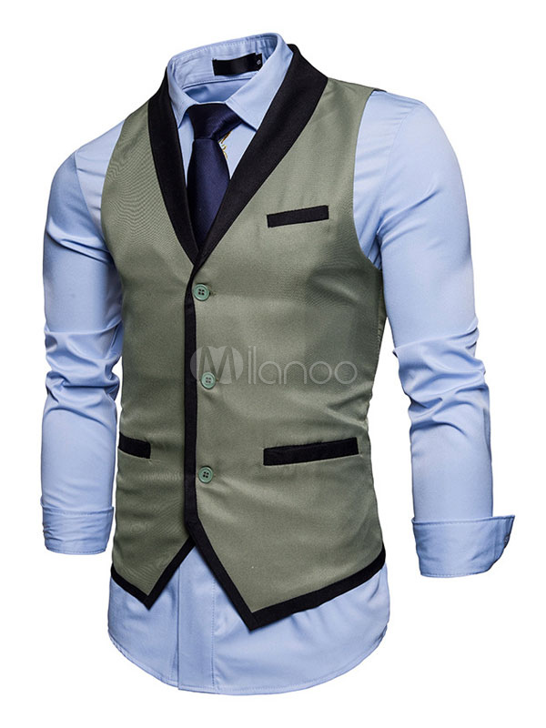 Black Vest Jacket Men Waistcoat V Neck Sleeveless Regular Fit Jacket ...