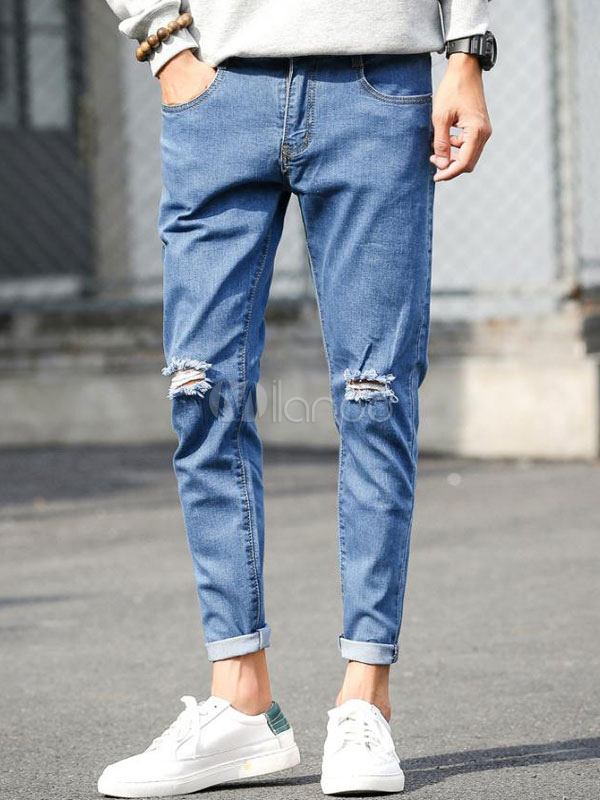 straight ripped jeans mens