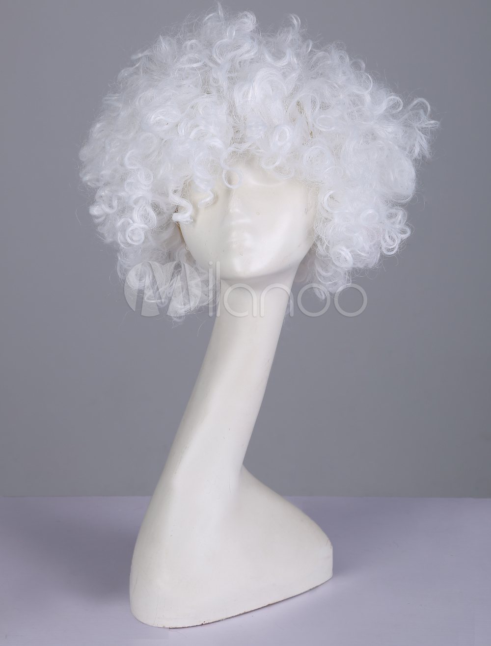 white curly cosplay wig