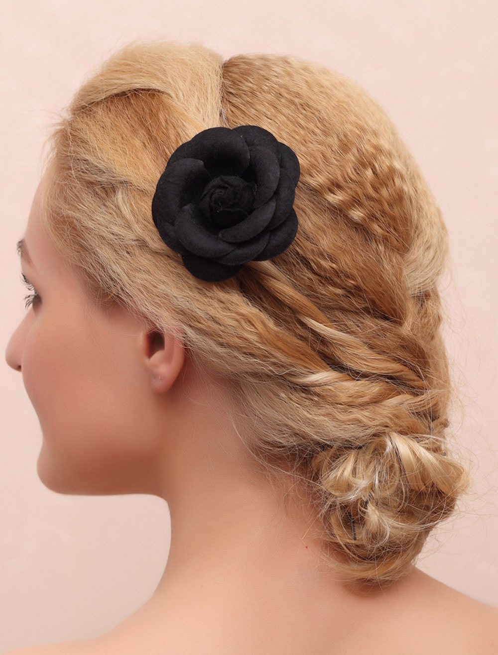 Black Wedding Headpieces Silk Flowers Bridal Hair Accessories