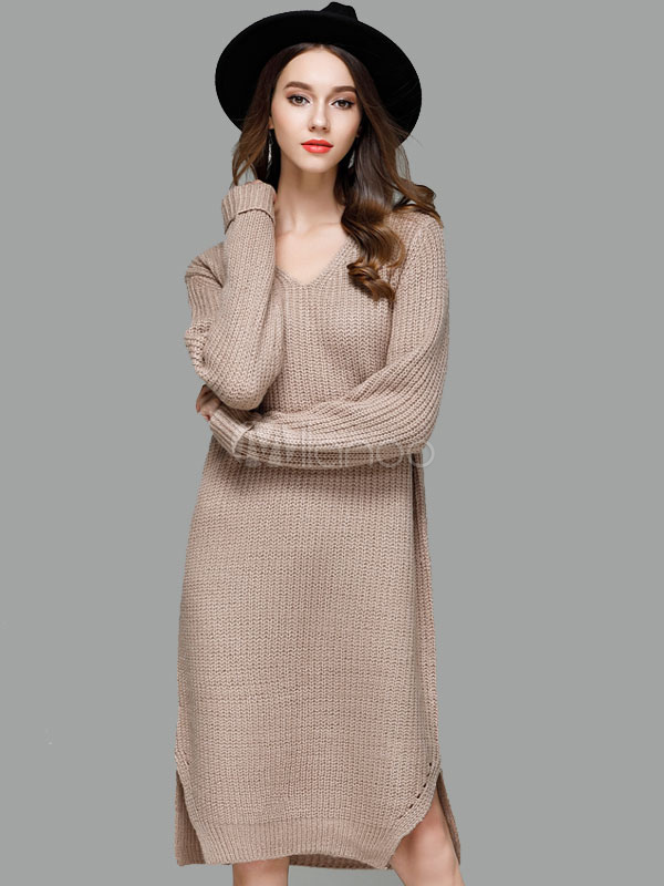 light brown sweater dress