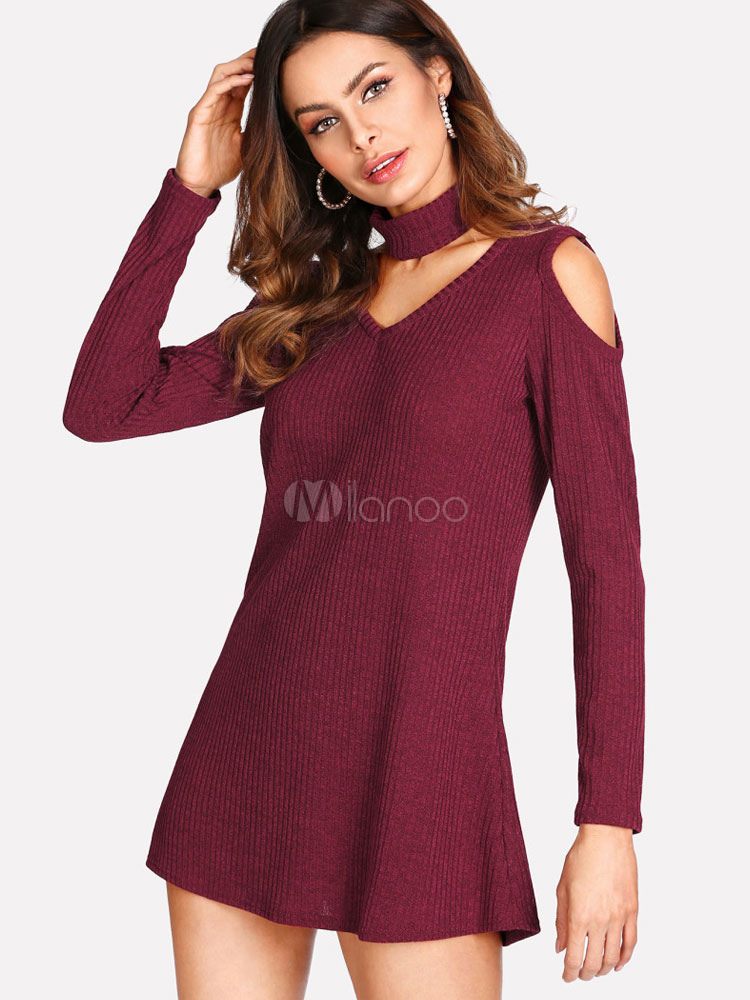burgundy t shirt dress