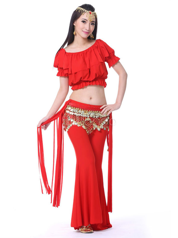 Sexy Costume De Danse Orientale En Coton En Fibre Polyester Unicolore