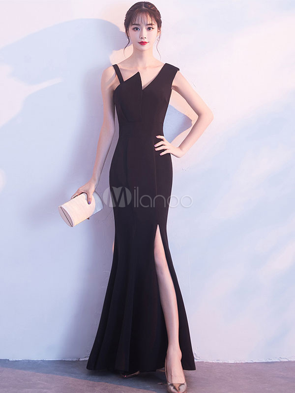 Red Formal Dress Women Maxi Dress Asymmetrical Neckline Sleeveless Slit ...