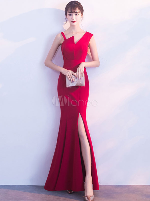 womens red formal dress