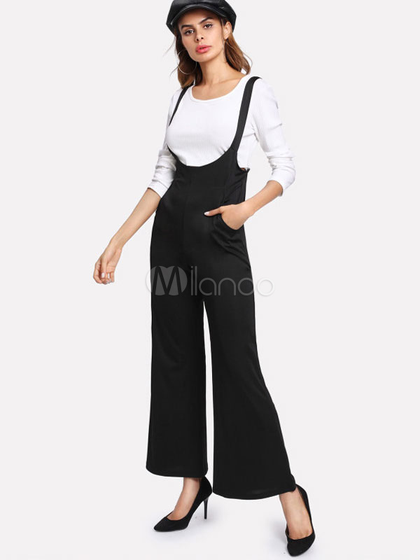 Black Suspender Pants High Waisted 