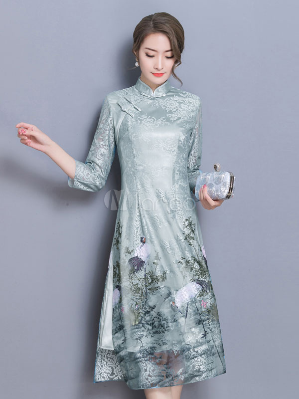 chinese style midi dress