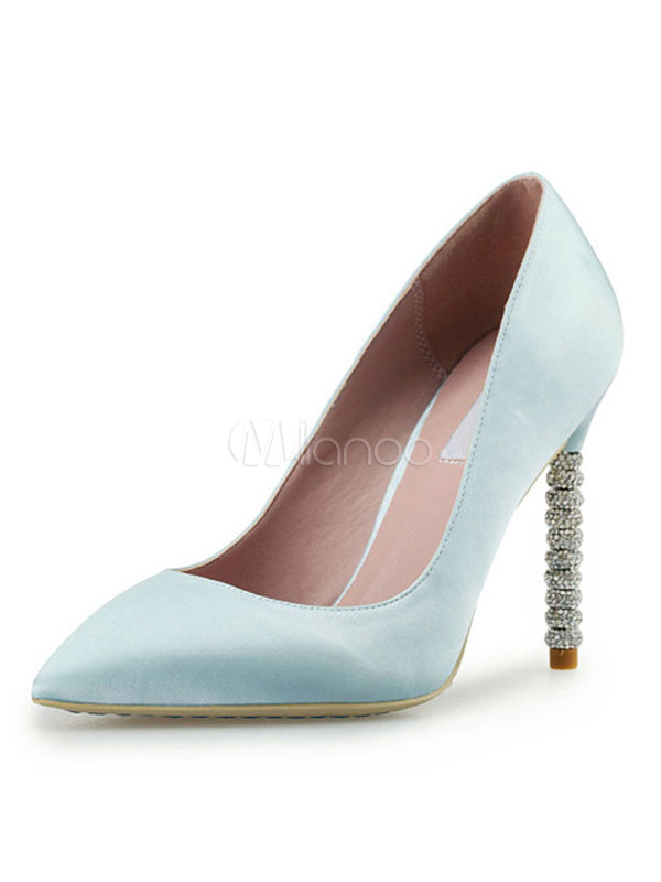 light blue satin heels