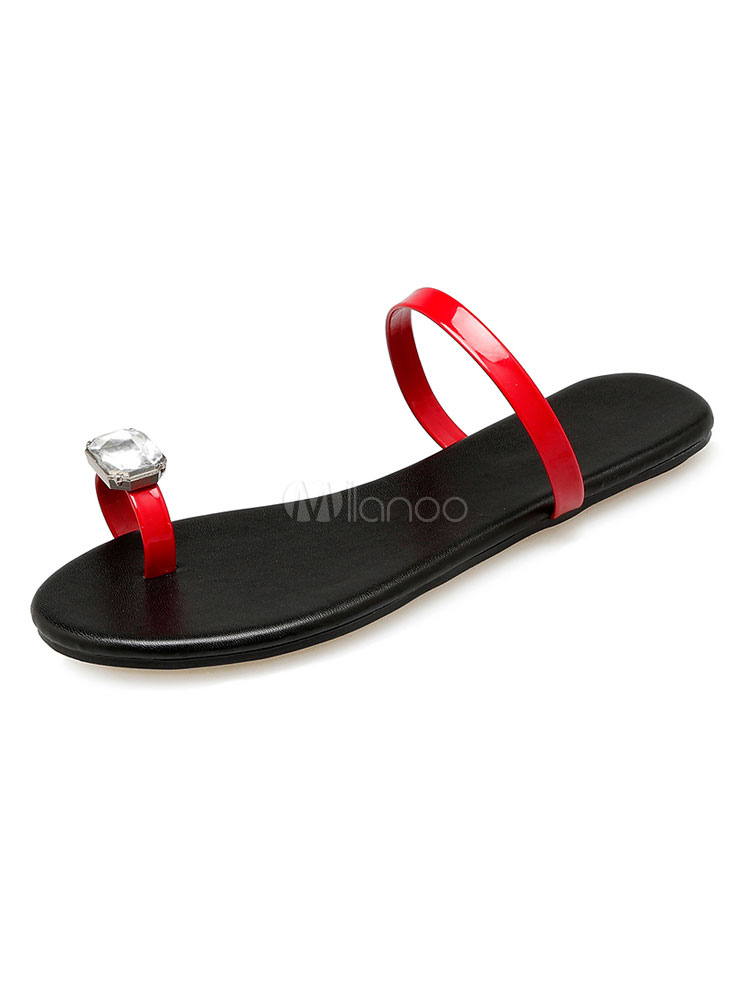 red flip flops with rhinestones