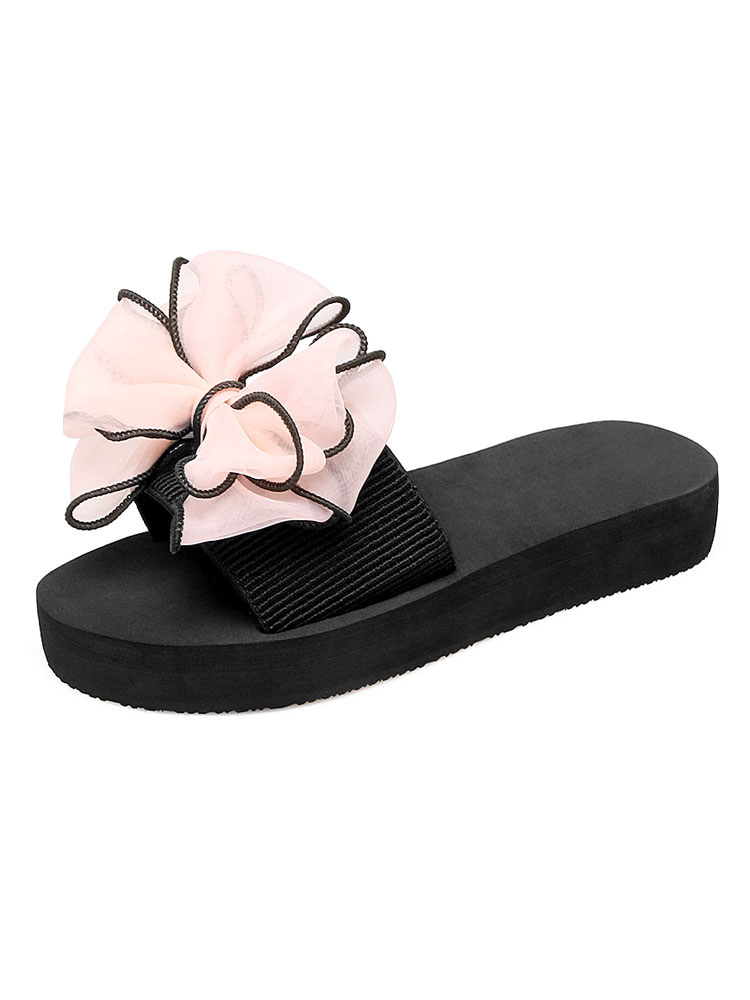 white bow flip flops