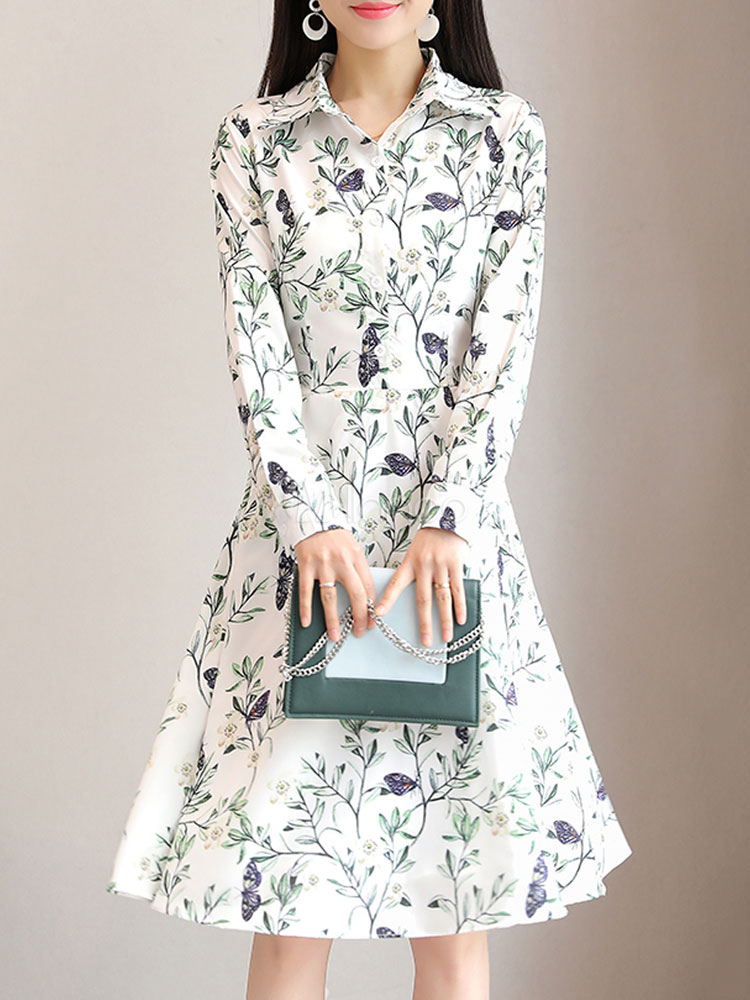 long sleeve floral shirt dress